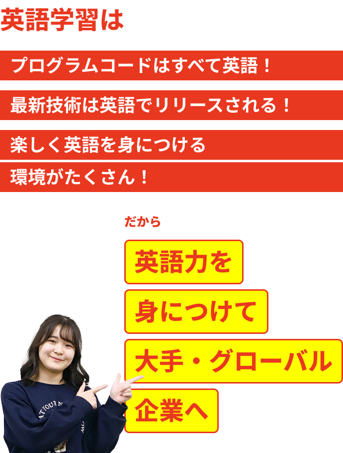 英語力を身につけて大手・グローバル企業へ！