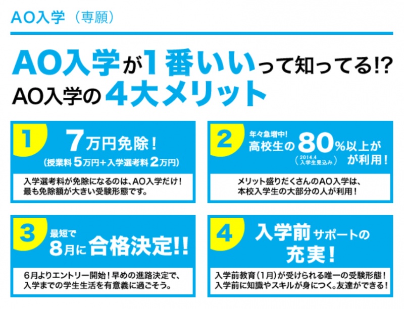 6月2日(月) 2015年4月入学生の「AO入学エントリー」受付を始!