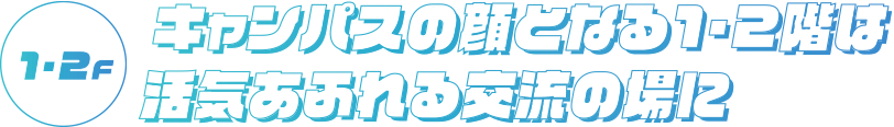 1・2F キャンパスの顔となる1・2階は活気あふれる交流の場に